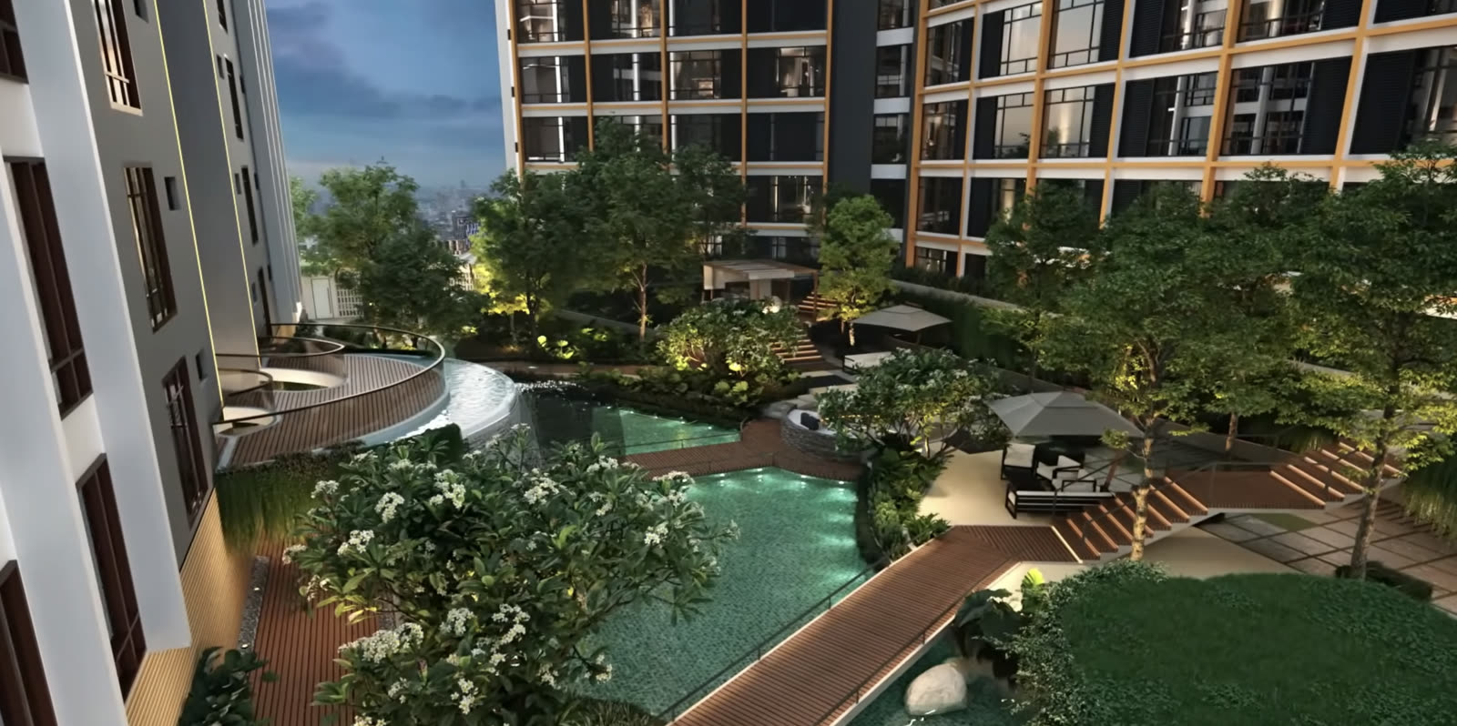 Landscaped pool and gardens at the property